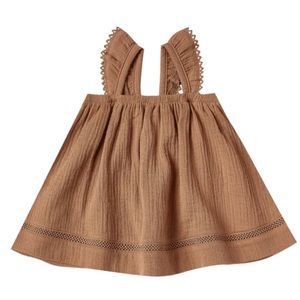 Quincy Mae Rust Woven Ruffled Tube Dress and Bloomers 6-12m